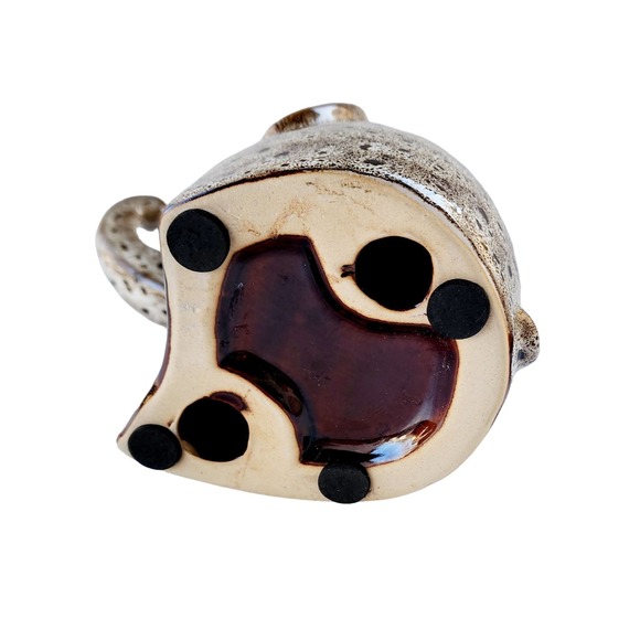 Mid-Century Modern BeigeLeopard Print Ceramic Elephant Sculpture Figurine - Picture 7 of 7